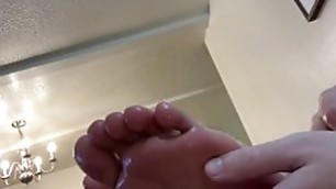 Tickling Wife’s Sleeping Soles with Baby Oil on the couch