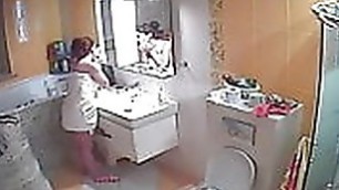 Pregnant wife washing