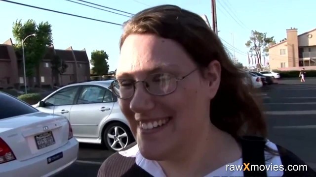 Fat street chick in glasses sucks big dick